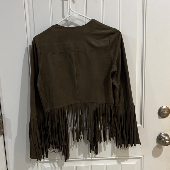Hot And Delicious Ultra Suede Crop Fringe Jacket Small - Picture 4 of 4